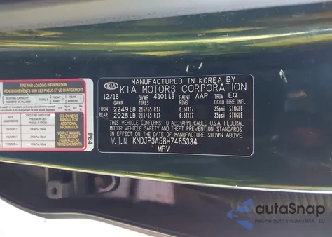 2017 Kia Soul + z USA, uszkodzony, nr VIN KNDJP3A58H7465334